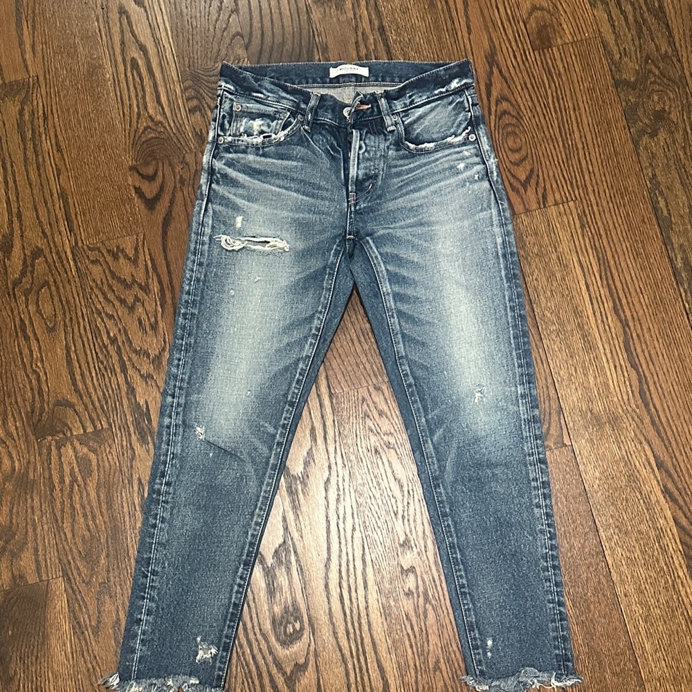 Moussy Distressed Denim Ankle Jeans